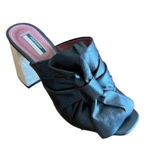 Topshop Black Mules with Bow Detail